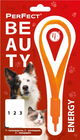PerFect Beauty Energy нашийник з фітотерапією для котів та дрібних порід собак (пальмароза, розмарин, мандарин)1